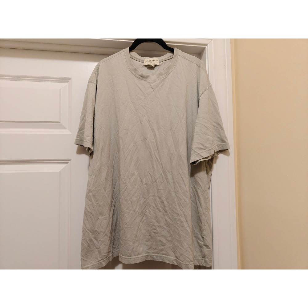 Eddie Bauer Mens XL T-Shirt Short Sleeve Crew Neck 100% Cotton Khaki‎ Green Tee